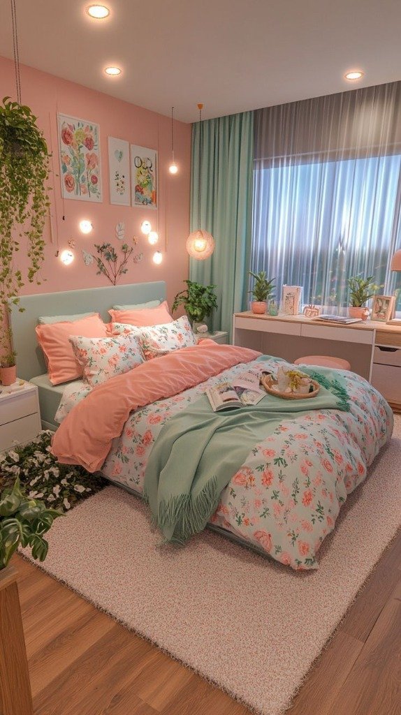 Pastel Blossom Floral Junior Suite & Study Nook