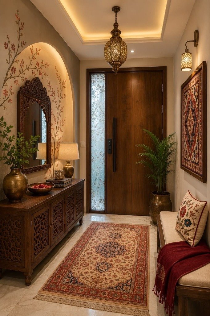 Royal Heritage Teak Wood Entrance Foyer & Jali Console