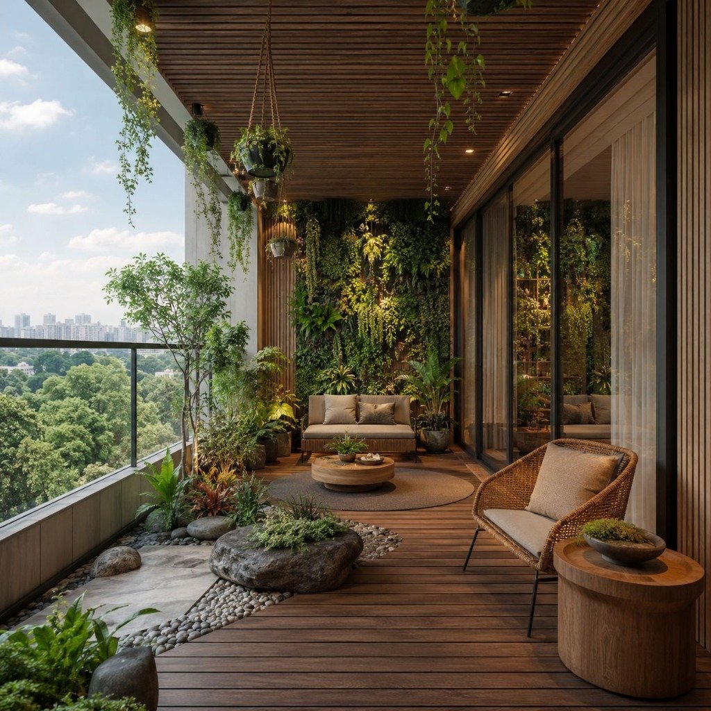 Japandi Nature & Rock Garden Balcony