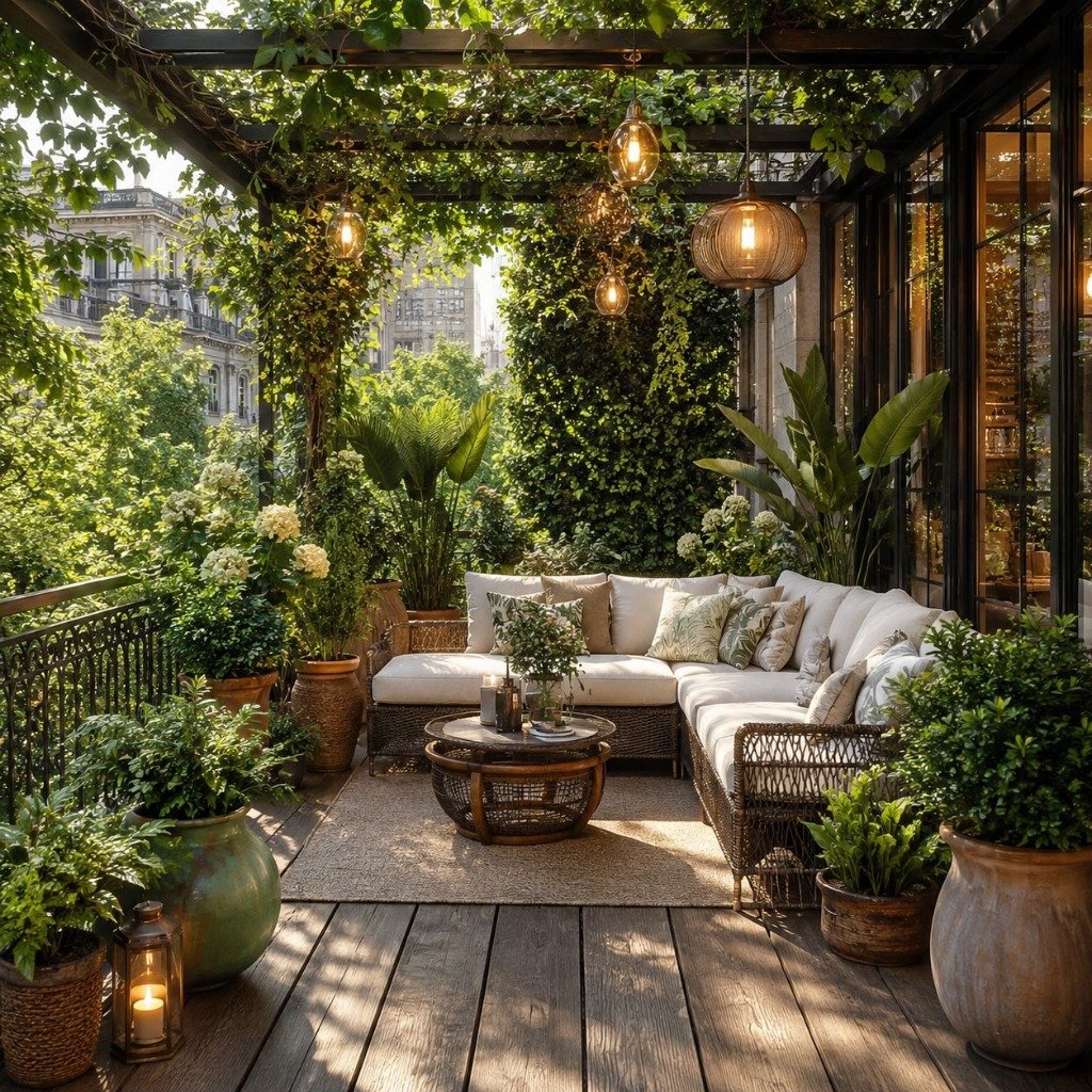 Lush Pergola Terrace Garden