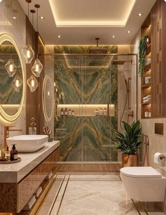 Bookmatched Emerald Onyx & Rose Gold Luxury Suite