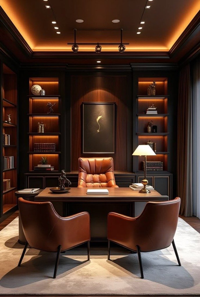 Royal Navy & Gold Neoclassical Executive Suite