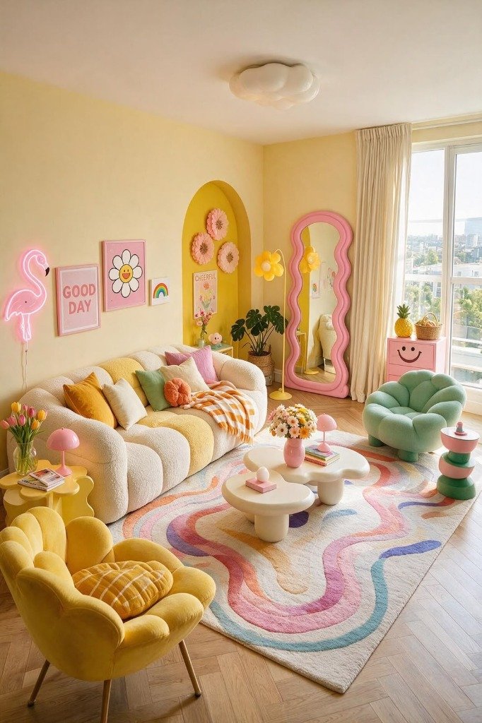 Danish Pastel Whimsical & Bubble Bouclé Lounge