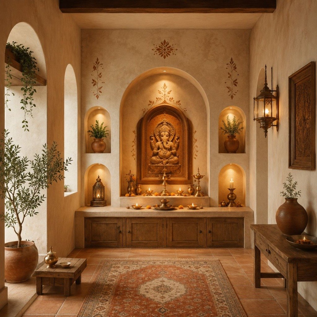 Mediterranean Sandstone & Arched Niche Mandir